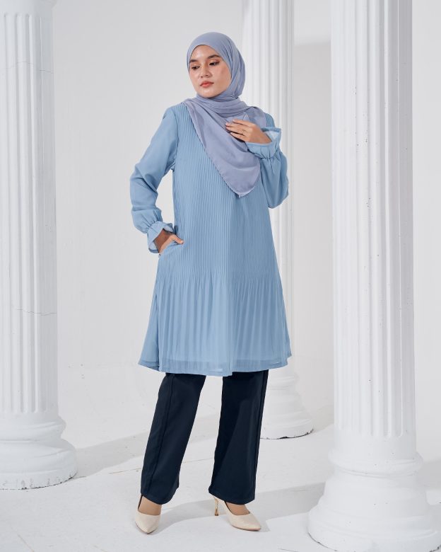 Blouse Pleated Heqira - Sky Blue