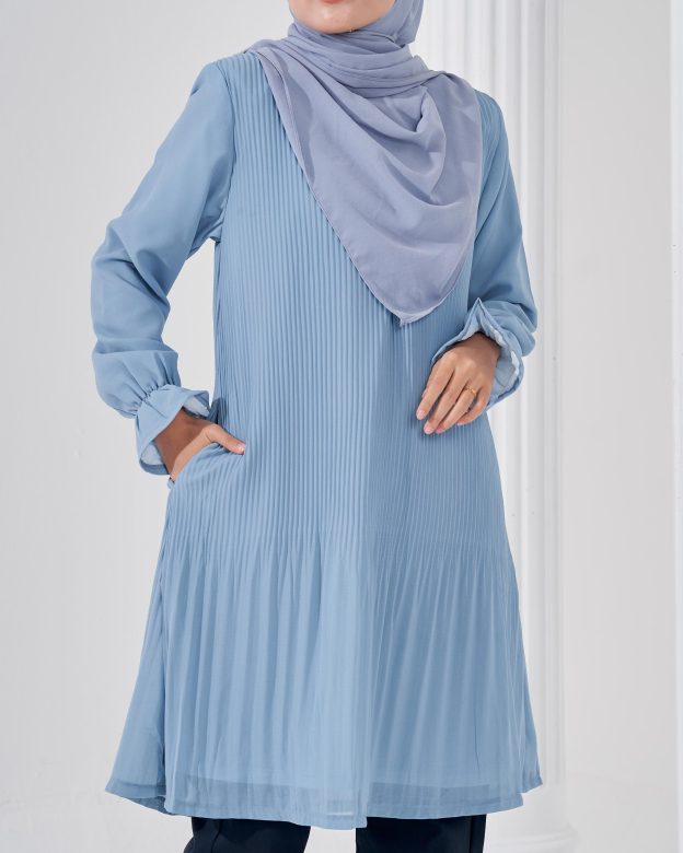 Blouse Pleated Heqira - Sky Blue