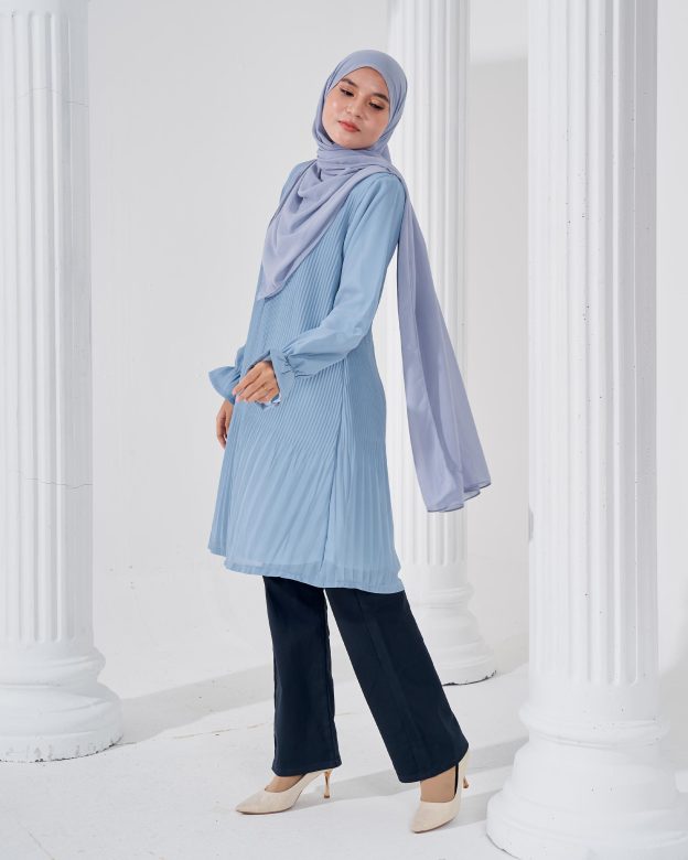 Blouse Pleated Heqira - Sky Blue