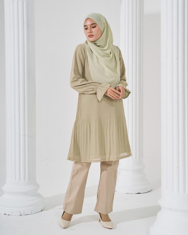 Blouse Pleated Heqira - Dried Moss