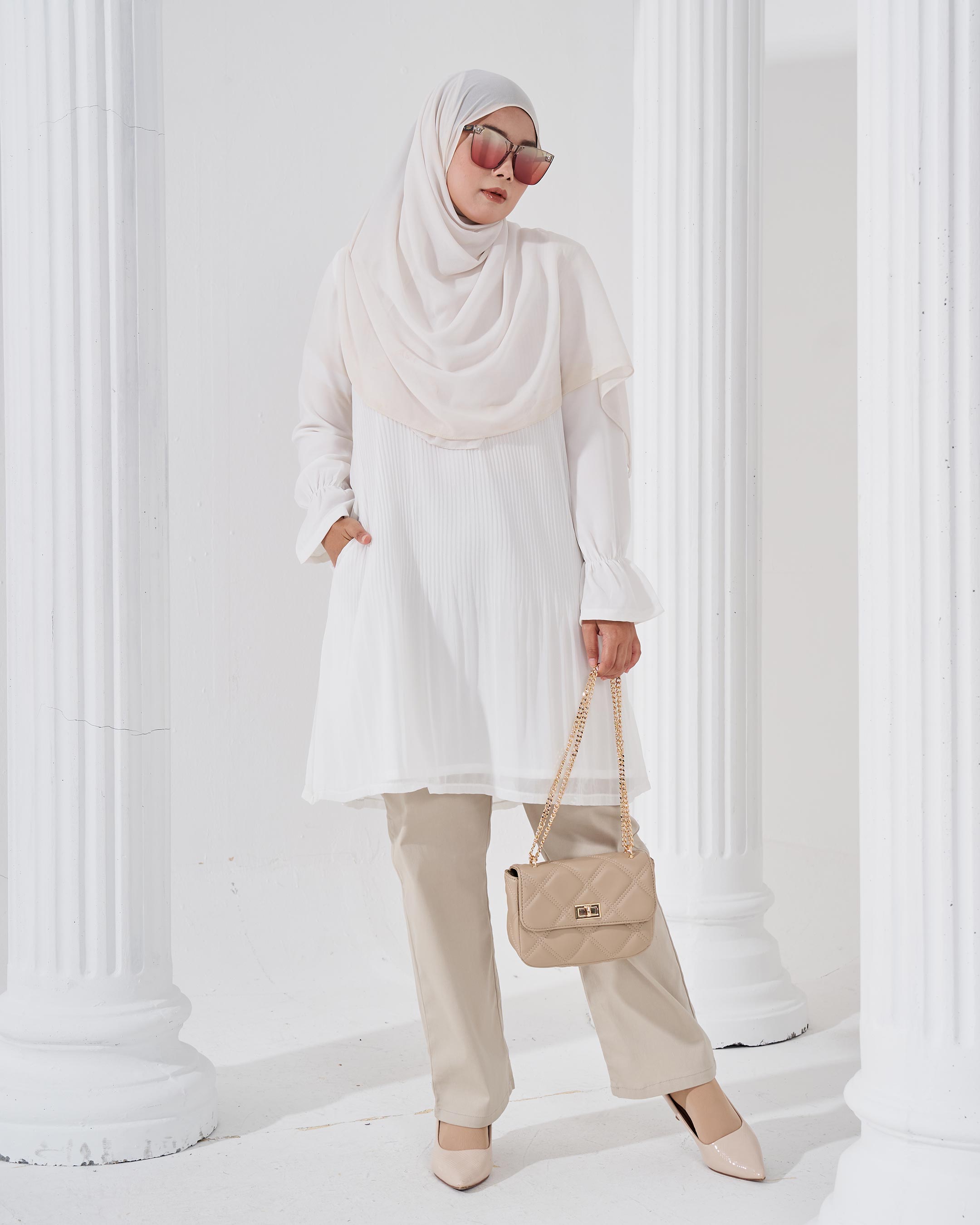 Blouse Pleated Heqira - Off White