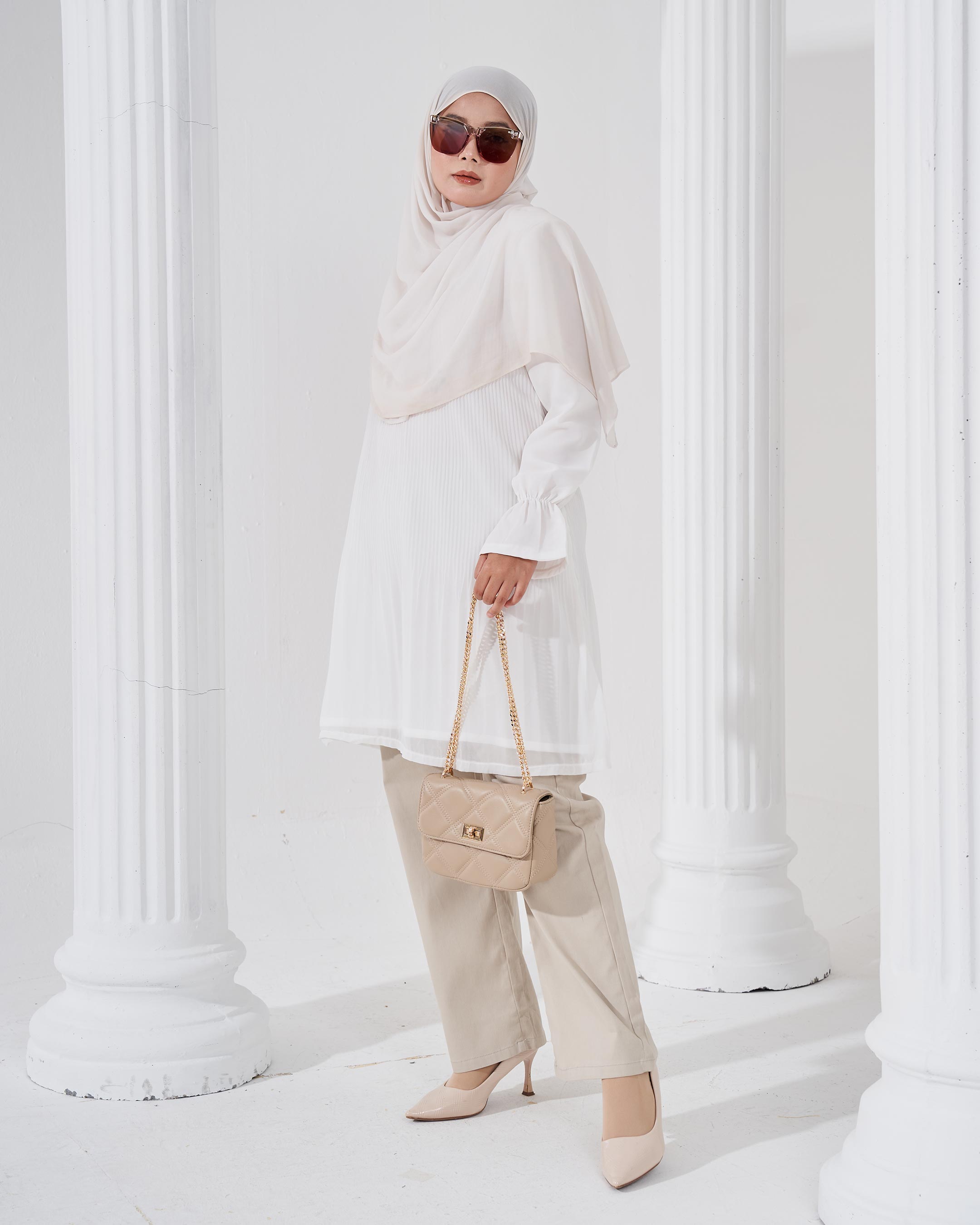 Blouse Pleated Heqira - Off White