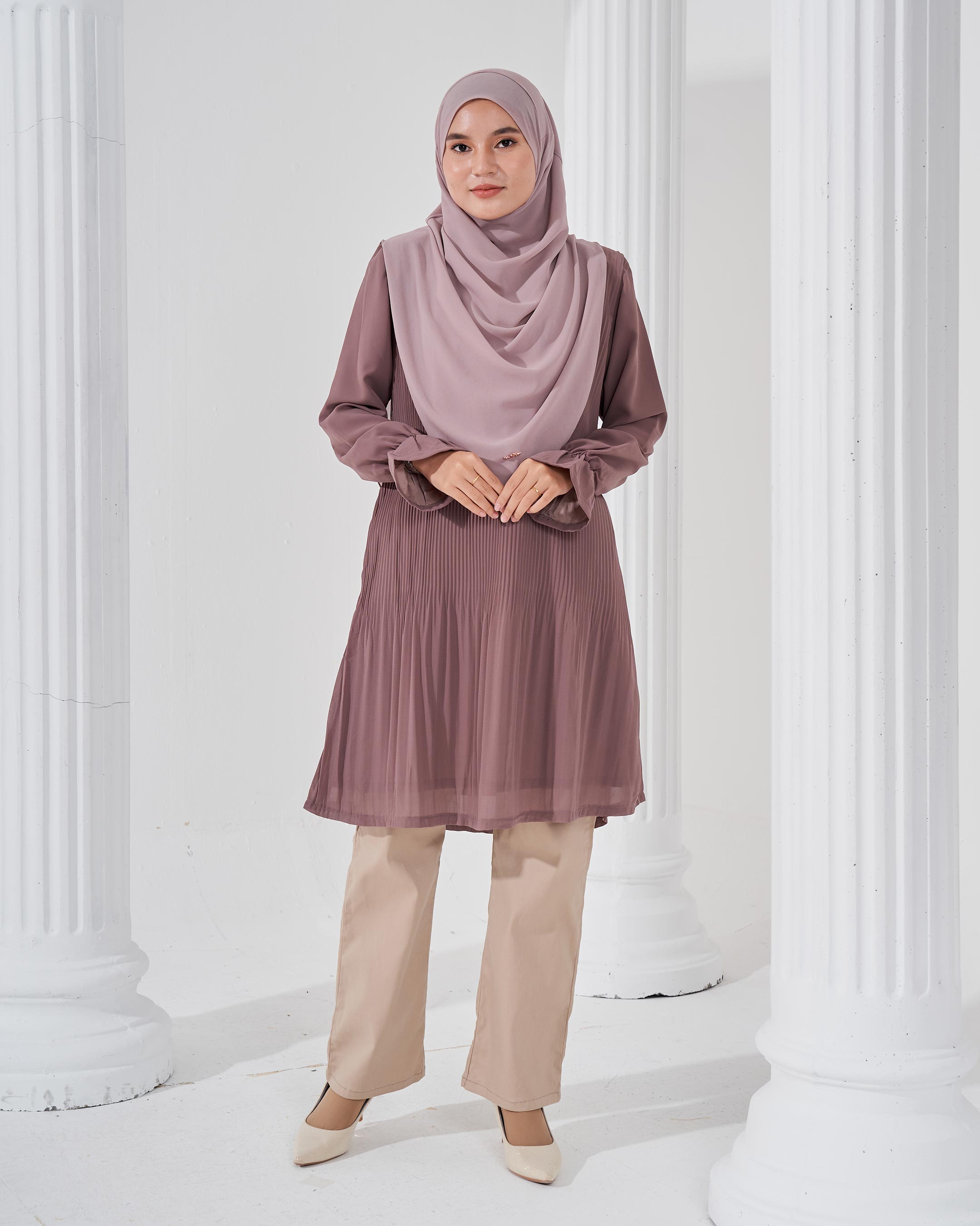 Blouse Pleated Heqira - Cocoa Brown