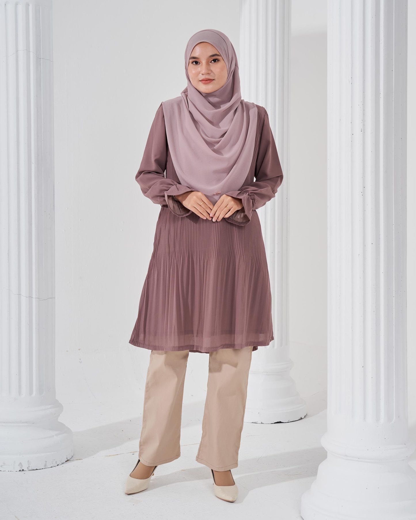 Blouse Pleated Heqira - Cocoa Brown