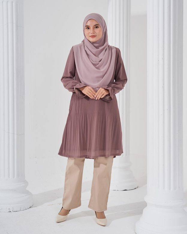 Blouse Pleated Heqira - Cocoa Brown