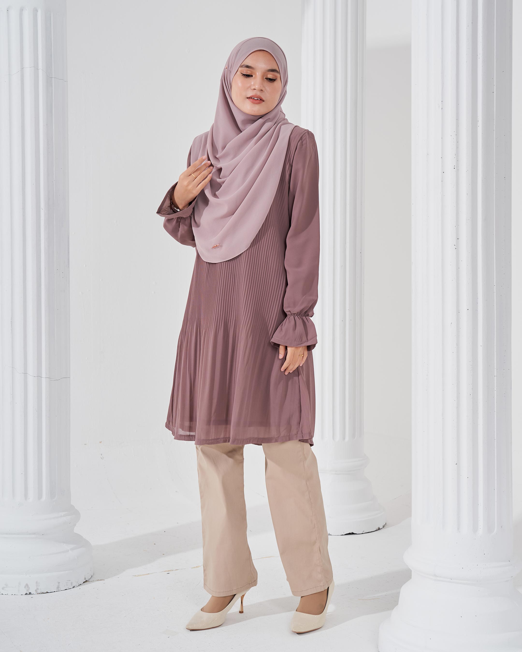Blouse Pleated Heqira - Cocoa Brown