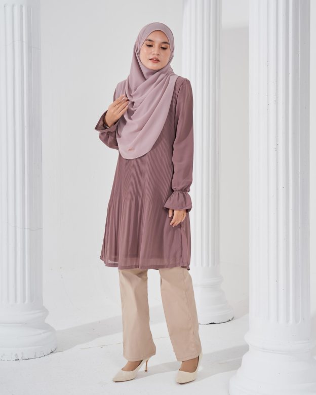 Blouse Pleated Heqira - Cocoa Brown