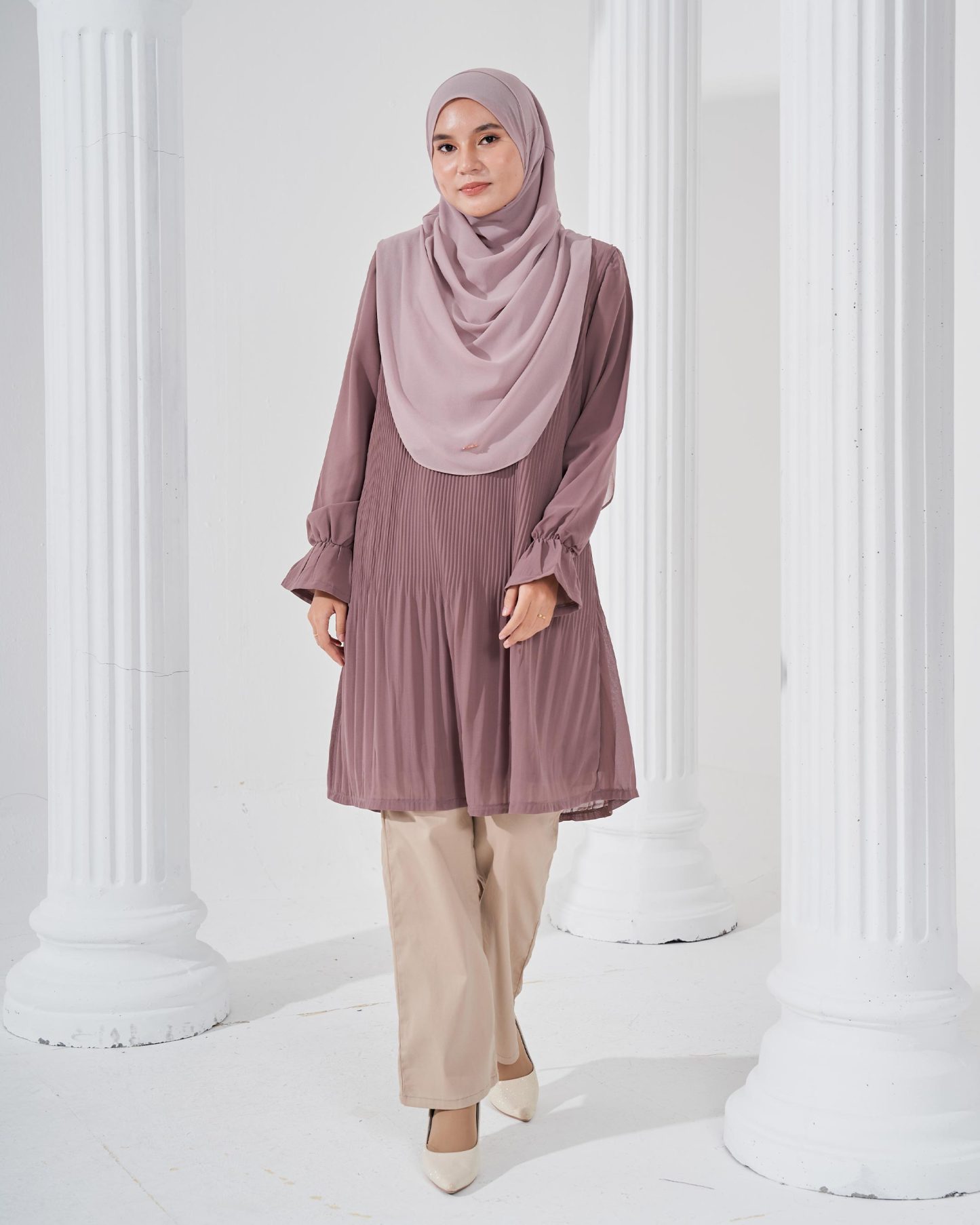 Blouse Pleated Heqira - Cocoa Brown