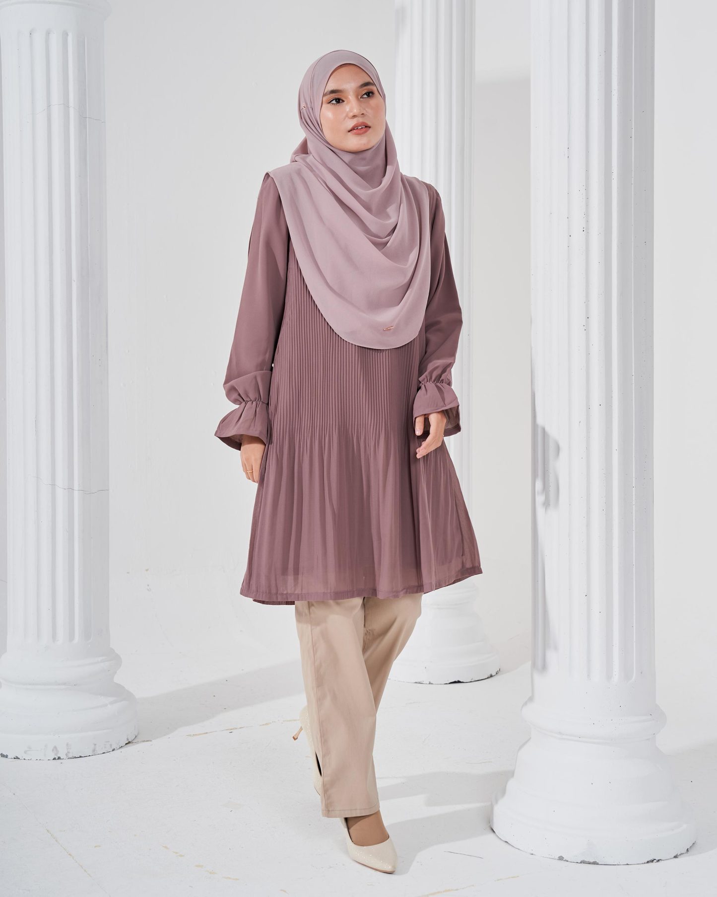 Blouse Pleated Heqira - Cocoa Brown
