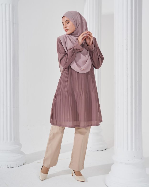 Blouse Pleated Heqira - Cocoa Brown