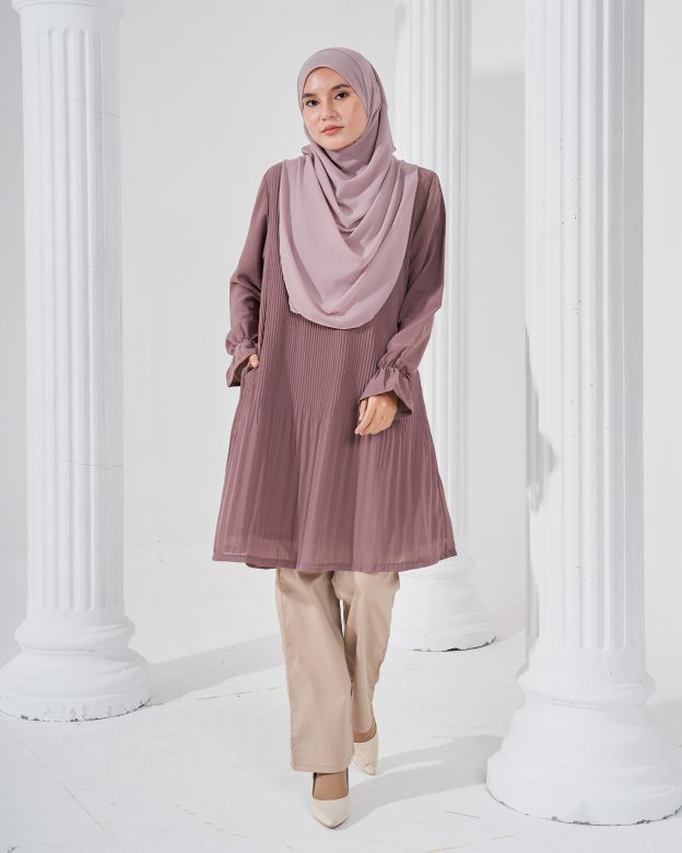 Blouse Pleated Heqira - Cocoa Brown