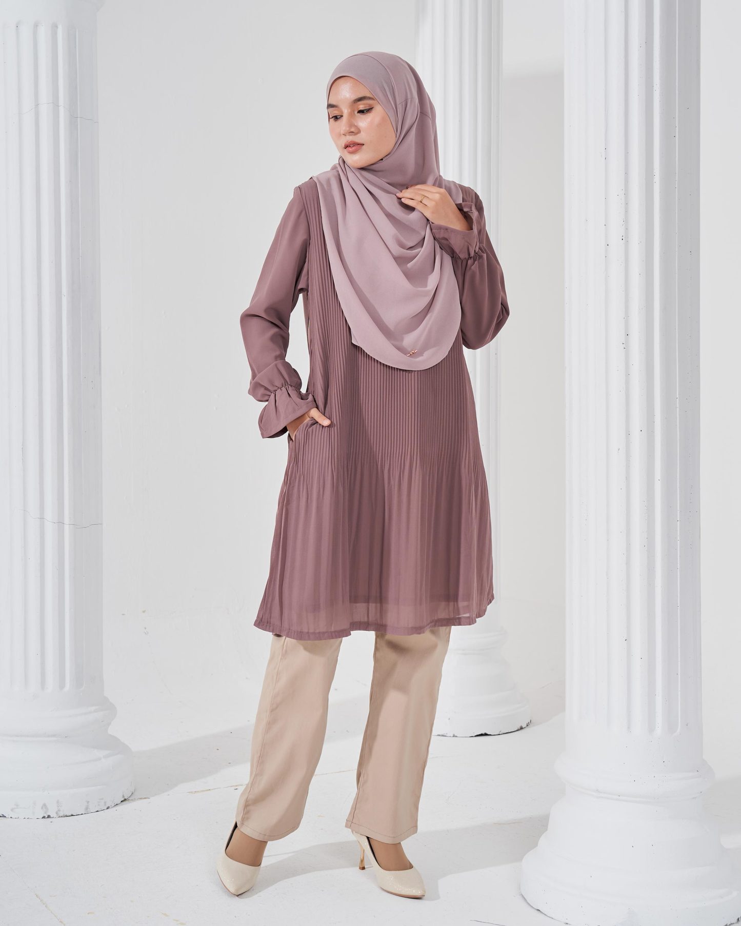 Blouse Pleated Heqira - Cocoa Brown