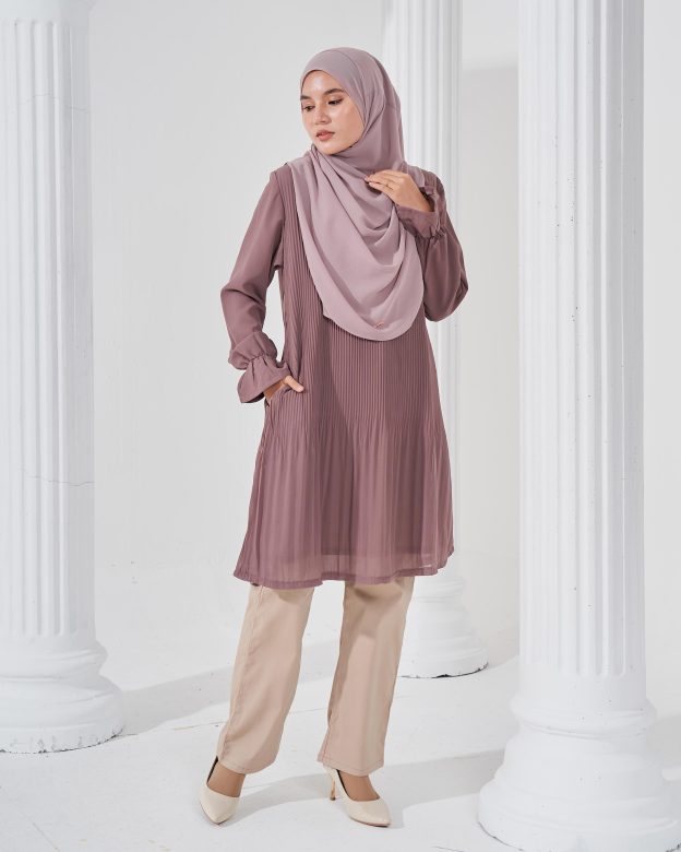Blouse Pleated Heqira - Cocoa Brown