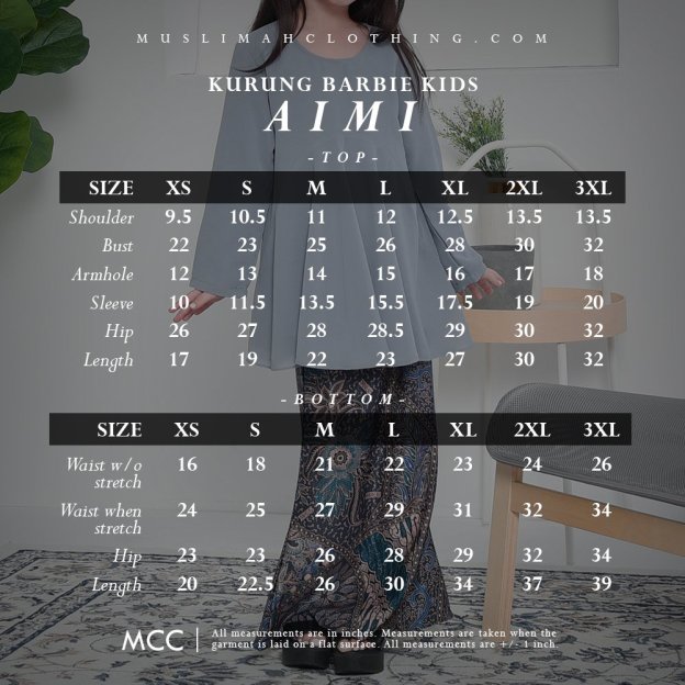 Baju Kurung Barbie Batik Aimi Kids - Angle Blue