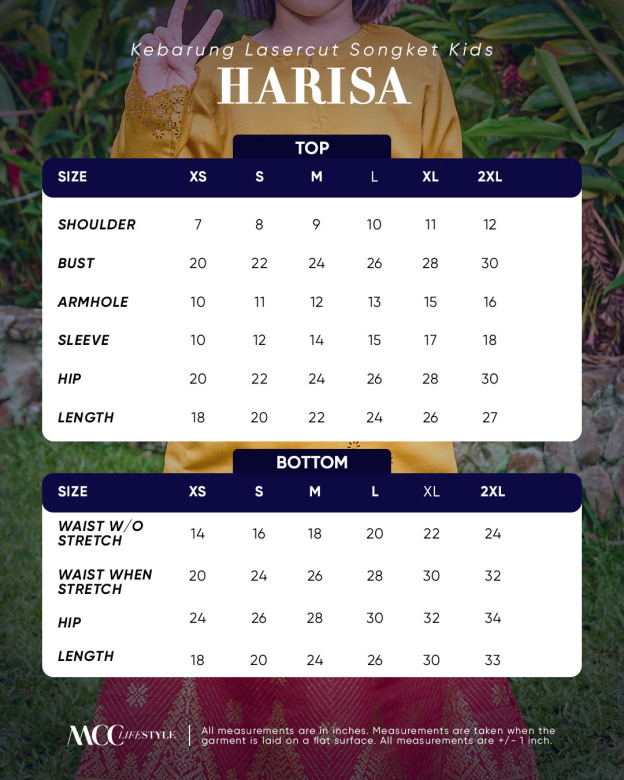 Baju Kebarung Songket Lasercut Harisa Kids