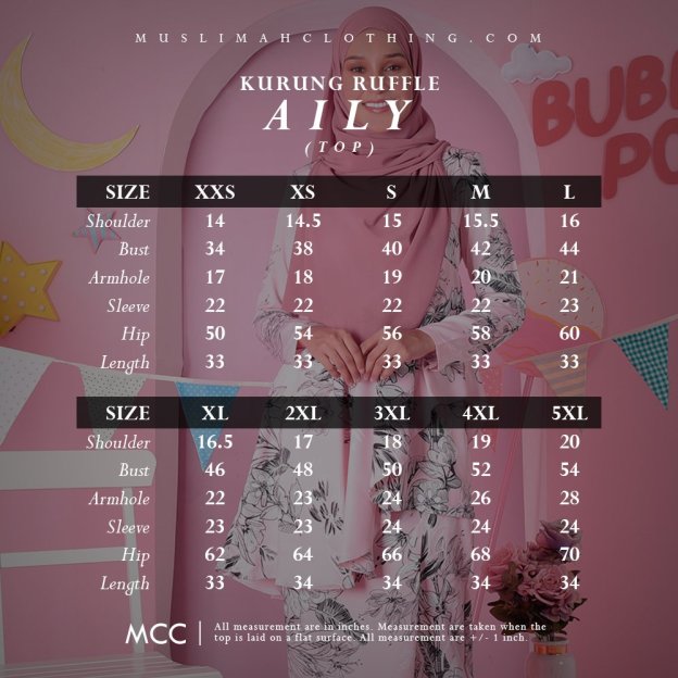 Baju Kurung Ruffle Aily - Lolita  Pink