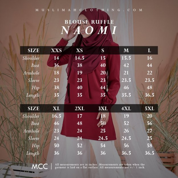 Blouse Ruffle Naomi - Ruby Red