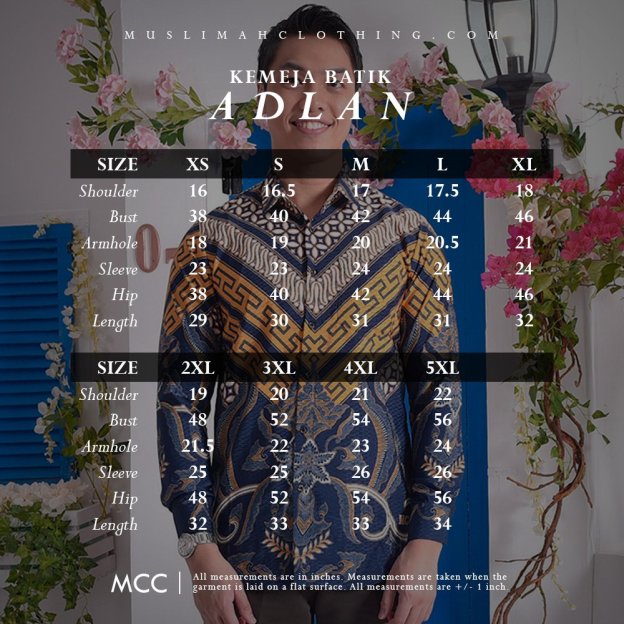 Baju Kemeja Batik Long Sleeves Adlan - Tanzanite Blue