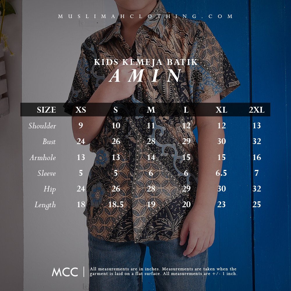 Baju Kemeja Batik Amin Kids - Aqua Blue