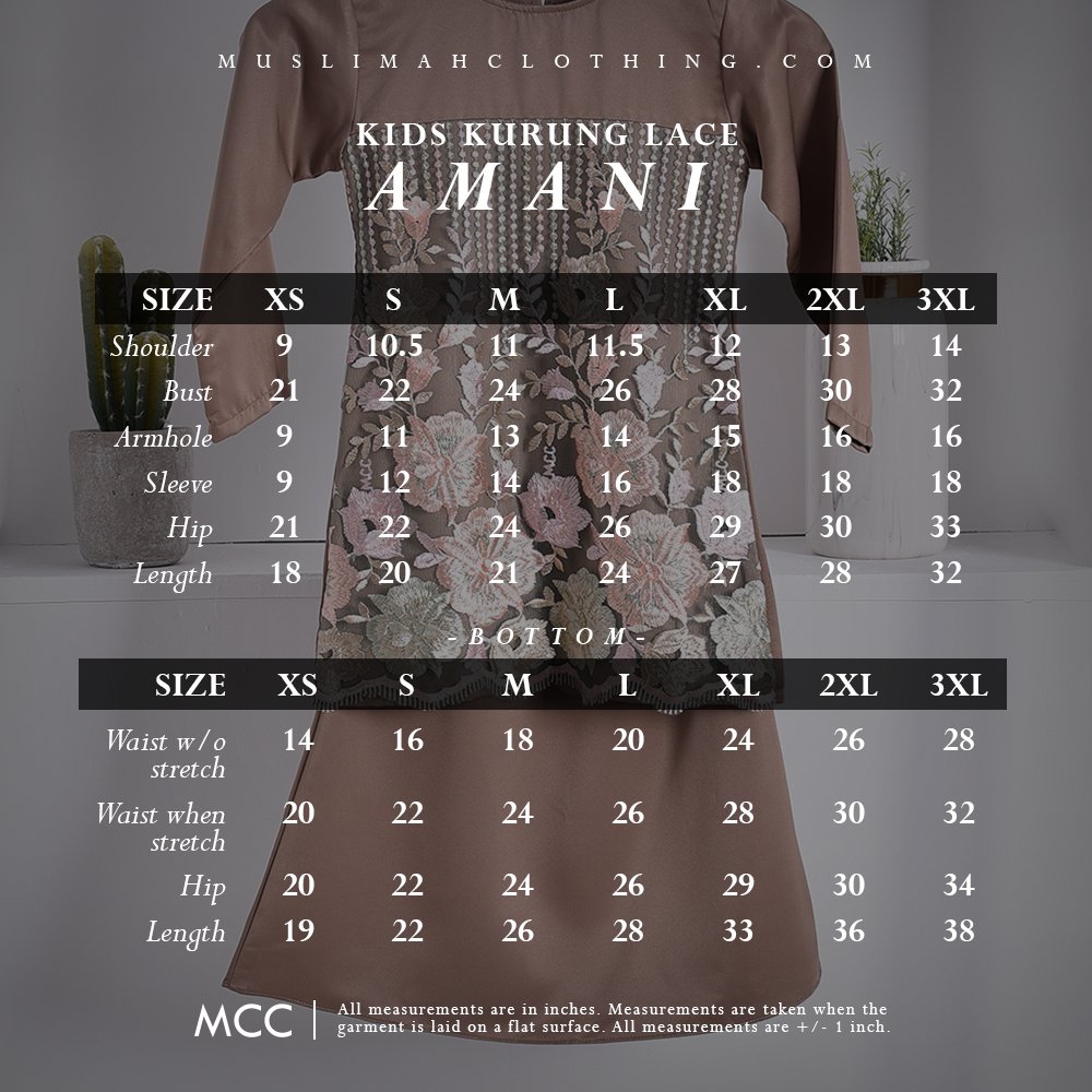 Baju Kurung Lace Amani Kids - Blush Peach