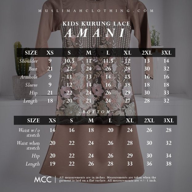 Baju Kurung Lace Amani Kids - Blush Peach