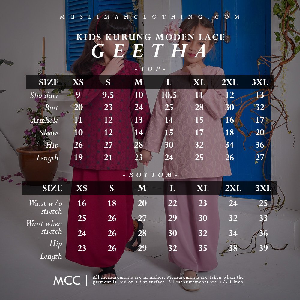 Baju Kurung Moden Lace Geetha Kids - Ruby Red