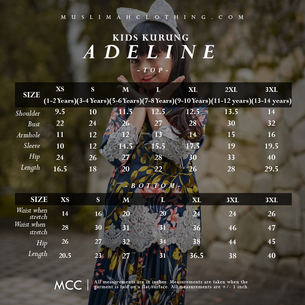 Baju Kurung Adeline Kids - Oxford Blue