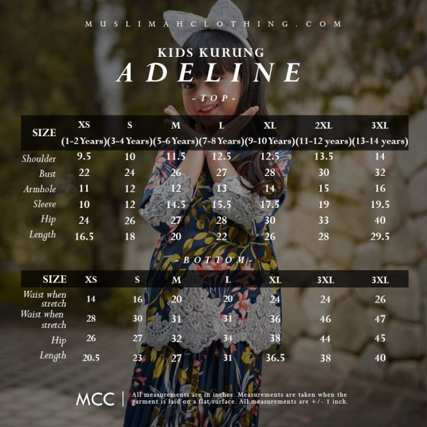 Baju Kurung Adeline Kids - Oxford Blue