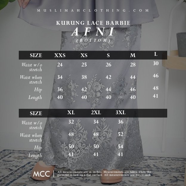 Baju Kurung Barbie Lace Afni - Glacier Blue