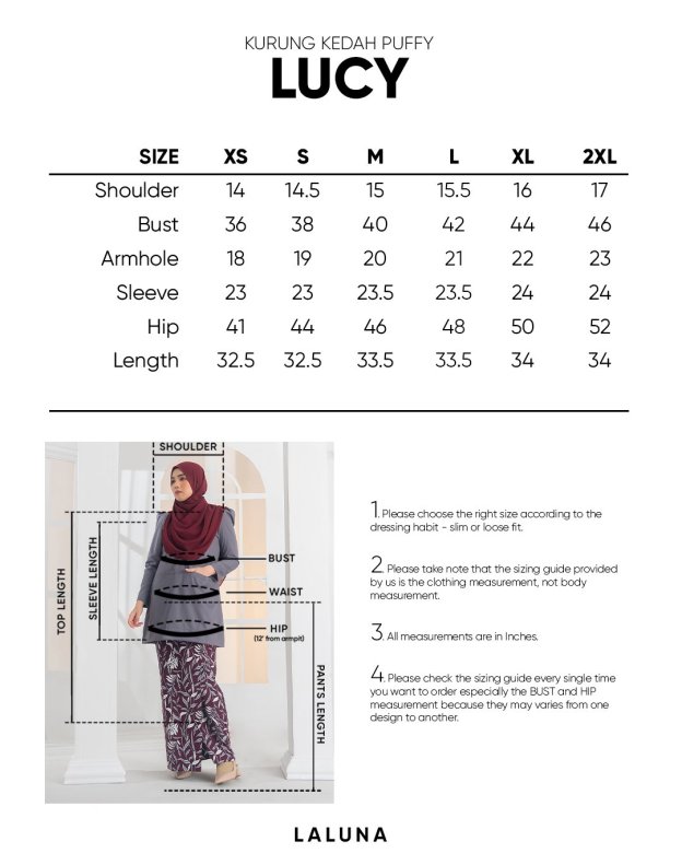 Baju Kurung Kedah Puffy Lucy Laluna X MCC - Turquoise Green