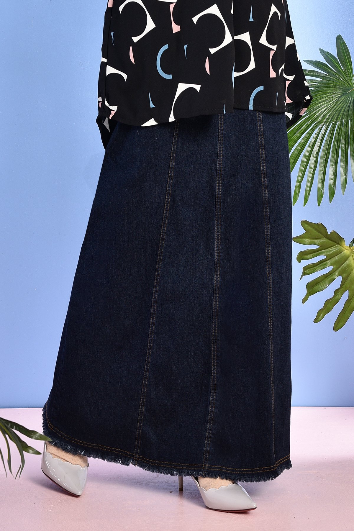 Skirt Jeans Delfina Denim Fringe - Inky Blue