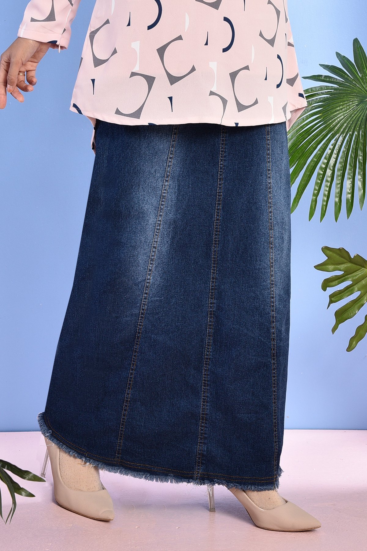 Skirt Jeans Delfina Denim Fringe - Flame Blue