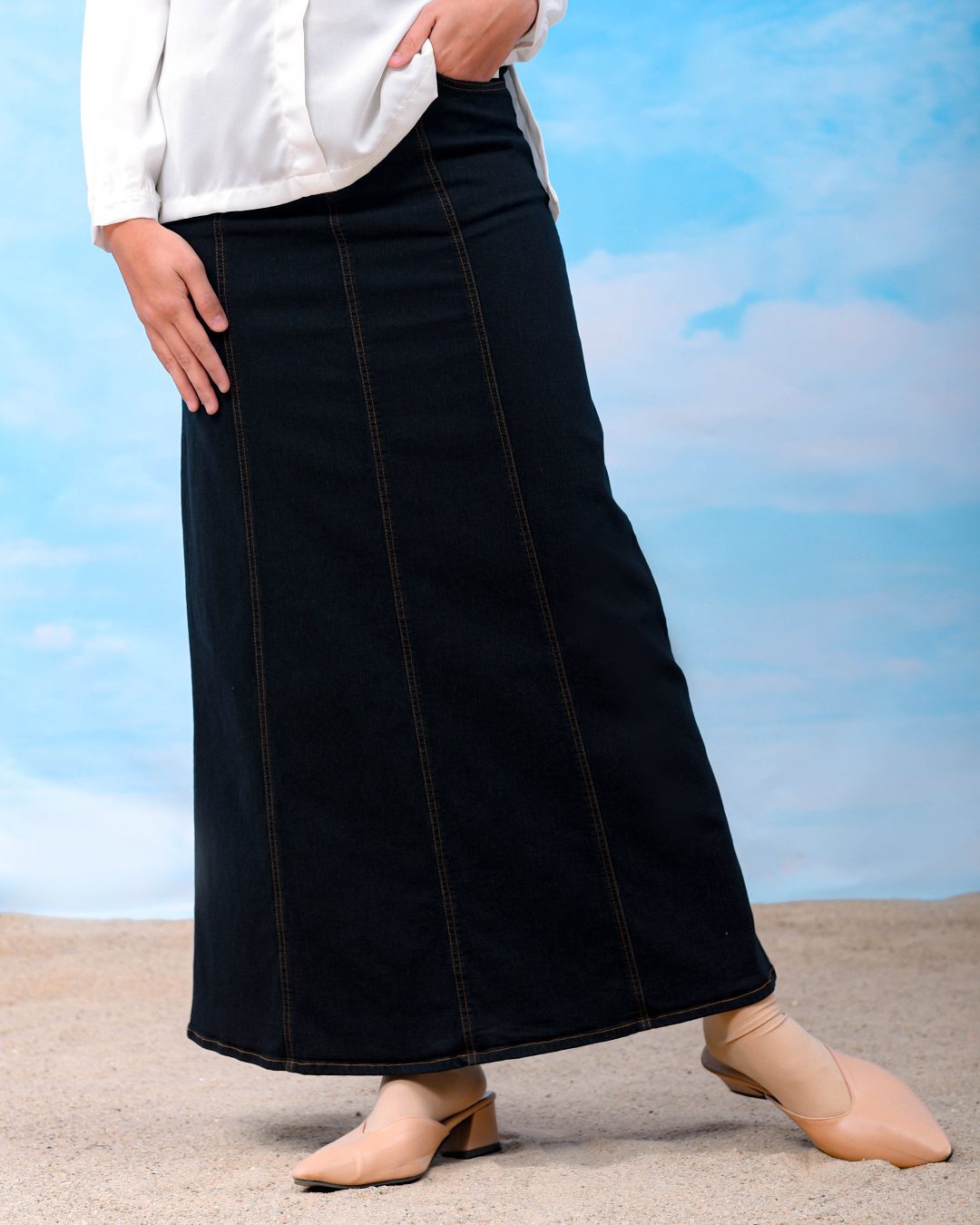 Skirt Jeans Nelfina Denim Flare - Bold Black