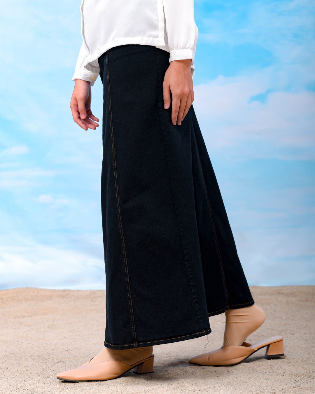 Skirt Jeans Nelfina Denim Flare - Bold Black