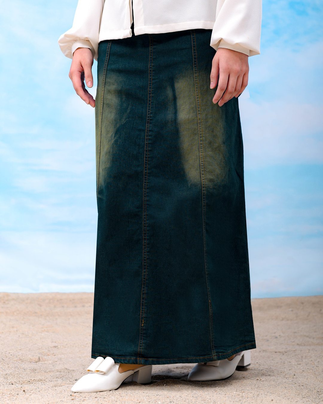 Skirt Jeans Nelfina Denim Flare - Fade Green
