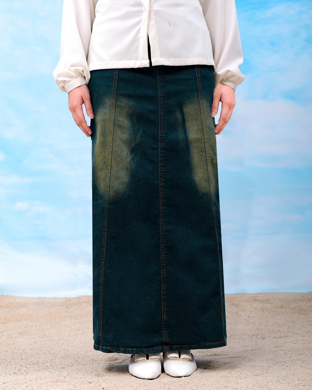 Skirt Jeans Nelfina Denim Flare - Fade Green
