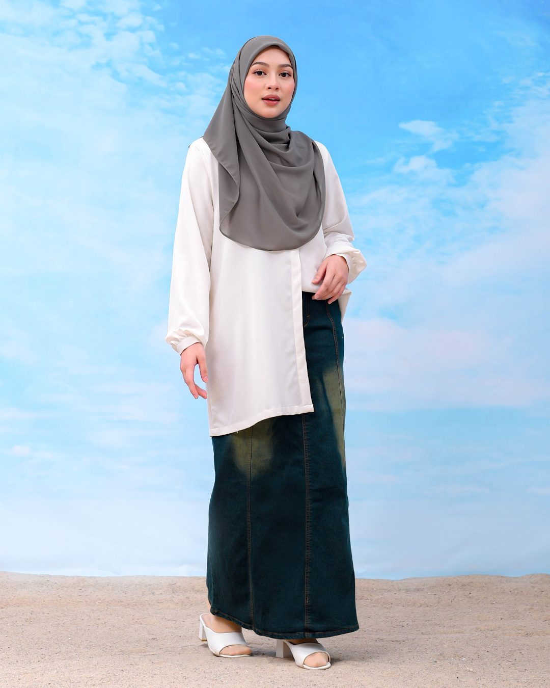 Skirt Jeans Nelfina Denim Flare - Fade Green