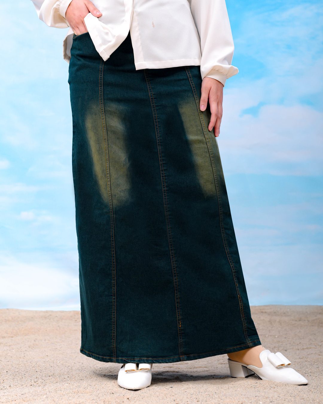 Skirt Jeans Nelfina Denim Flare - Fade Green