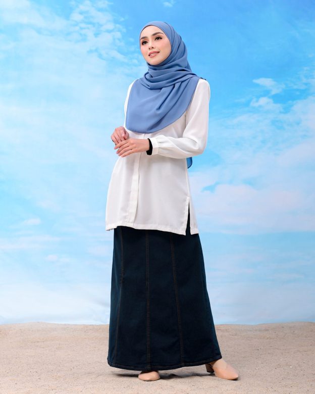 Skirt Jeans Nelfina Denim Flare - Navy Blue
