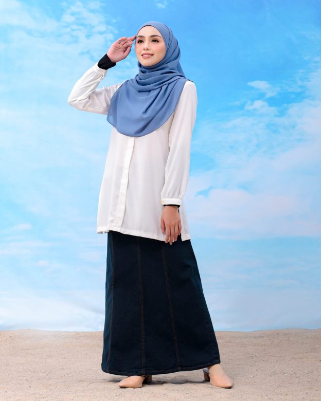 Skirt Jeans Nelfina Denim Flare - Navy Blue