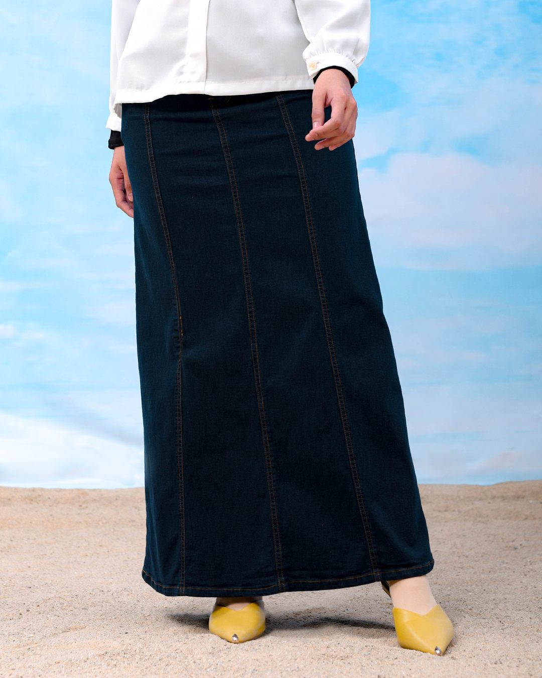 Skirt Jeans Nelfina Denim Flare - Navy Blue