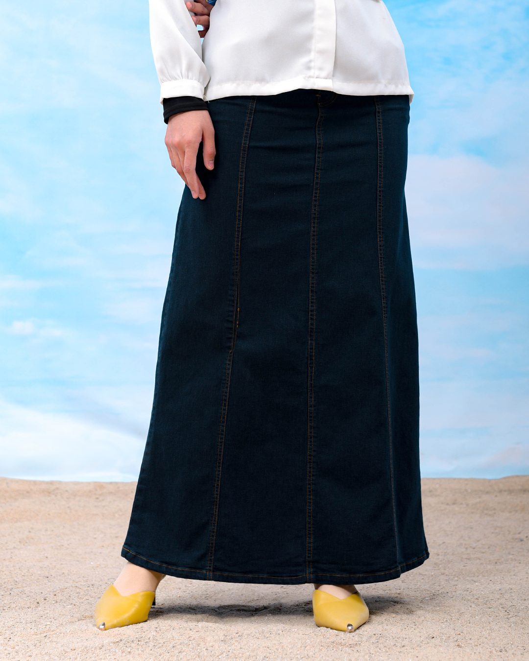 Skirt Jeans Nelfina Denim Flare - Navy Blue