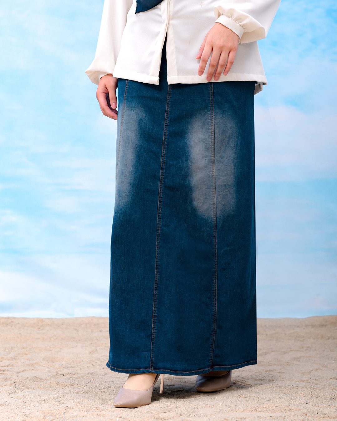 Skirt Jeans Nelfina Denim Flare - Stone Blue
