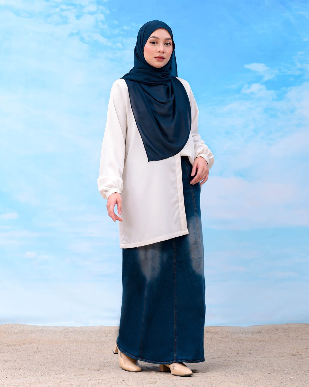 Skirt Jeans Nelfina Denim Flare - Stone Blue