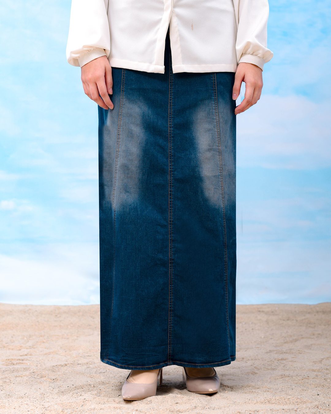 Skirt Jeans Nelfina Denim Flare - Stone Blue