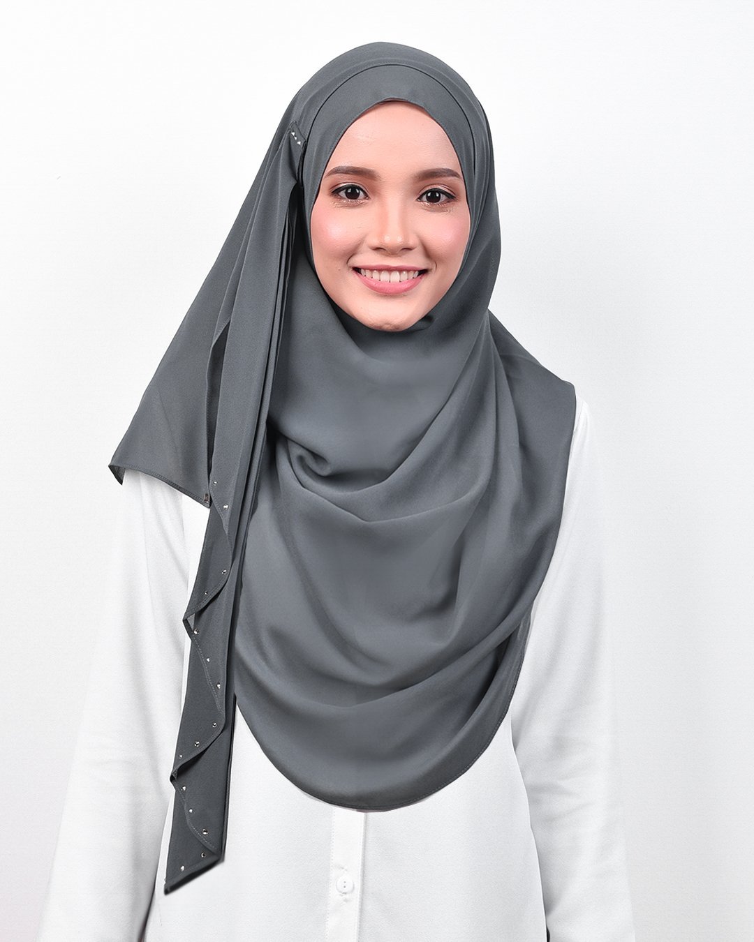 Shawl Tun Fatimah Two-Loop Glitter - Ash Grey