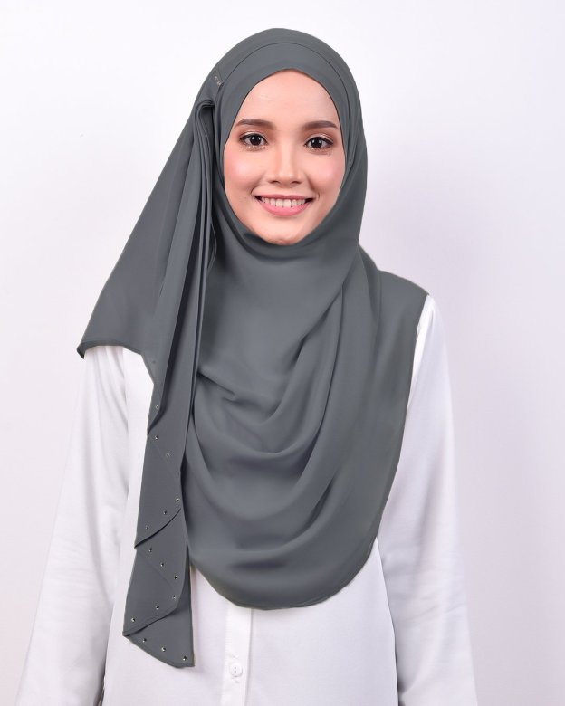 Shawl Tun Fatimah Two-Loop Glitter - Ash Grey