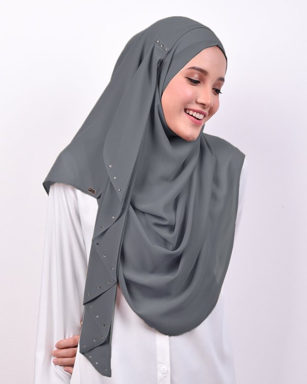 Shawl Tun Fatimah Two-Loop Glitter - Ash Grey