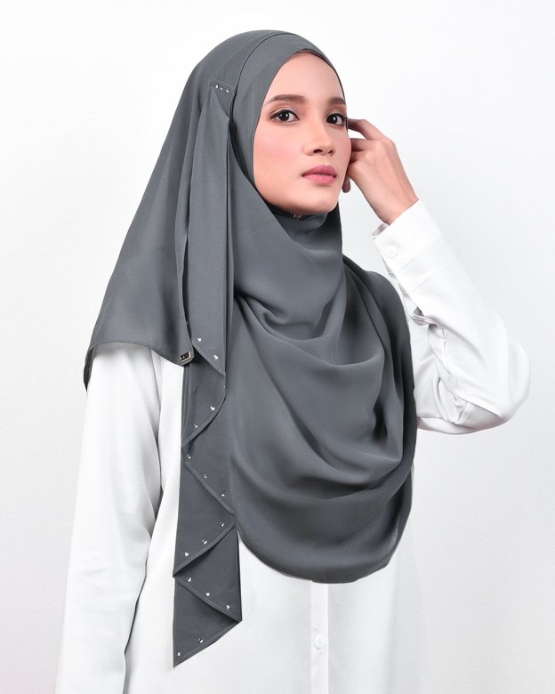 Shawl Tun Fatimah Two-Loop Glitter - Ash Grey