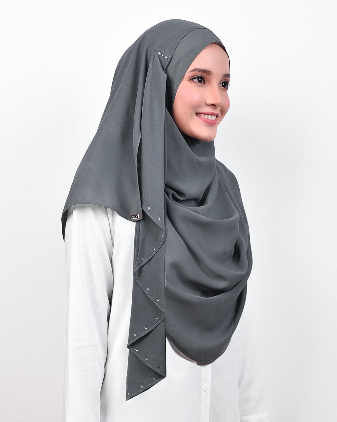 Shawl Tun Fatimah Two-Loop Glitter - Ash Grey